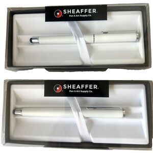 Sheaffer LOT 2 pcs Stylus Ballpoint Pens White N2982851 Black Ink NEW Gift Box